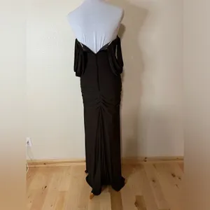 La Femme 21730 brown ruched off the shoulder jersey formal dress NEW 2 thumbnail 6