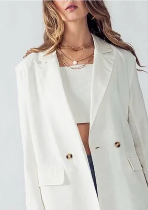 New! H by Halston White Linen Blend Double-Breasted Blazer - Size XL thumbnail 1