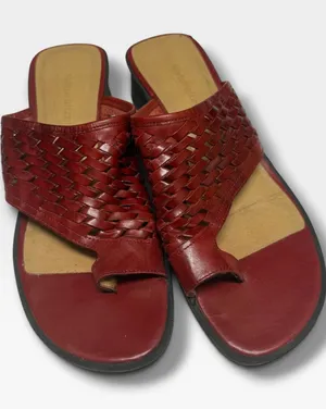 Naturalizer Red Leather Woven Huarache Toe Loop Wedge Sandals Size 8 thumbnail 1