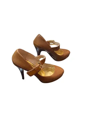 Michael Kors wms brown leather pebbled stilleto 5" heels shoes sz 8M SKU 10-404 thumbnail 3