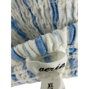 Aerie Love Of Linen Stripe Mini Dress Smocked Back Blue White NWT‎ XL thumbnail 12