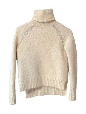 J.Crew Alpaca Merino Cashmere Blend Turtleneck Sweater Ivory‎ Cream Back Zip XS thumbnail 1