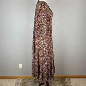 Natural‎ Life Floral Print Boho Tiered Maxi Dress Size XS/S Tie Neck 3/4 Sleeve thumbnail 7