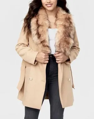 🧥Guess Wool Faux Fur-Trim Coat🧥~med thumbnail 1