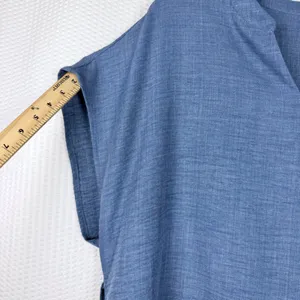 Women's‎ Denim Blue Split V-Neck Cap Sleeve Back Tie Tunic Dress 2XL Plus Size thumbnail 5
