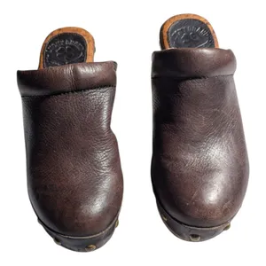 Lucky Brand Brown Leather Wooden Block Heel Studded Detail Clogs Sz 5.5 thumbnail 2
