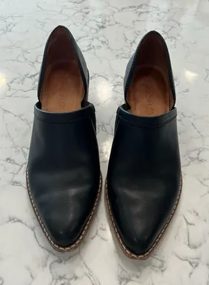 Madewell Black The Brady Lowcut Bootie‎ Leather Stacked Heel Size 5 thumbnail 1