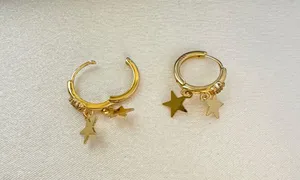 13mm Star Gold Hoop Earrings for Women thumbnail 2