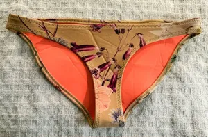 TRIANGL Neoprene Yellow Floral Bikini Bottoms, sz. Large thumbnail 1