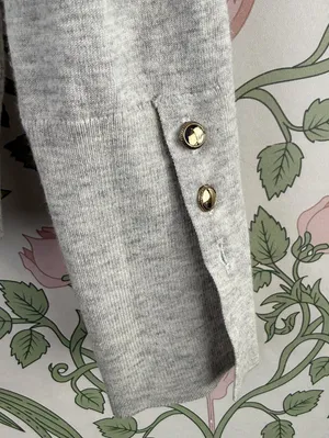 Sunday Best by Aritzia Light Gray Knit Sweater with Button Detail - Size - Small thumbnail 3