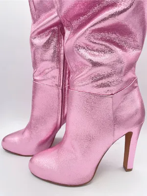 BRIAN ATWOOD x EXPRESS Metallic Pink Over the Knee Boots Size 7 NWT thumbnail 5
