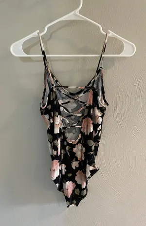 Soft & Sexy American Eagle Ribbed Floral Bodysuit thumbnail 4