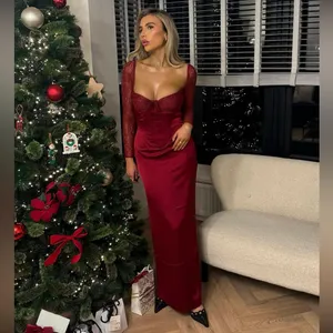 House of CB PERDI Berry Satin Maxi Dress With Corset M PLUS CUP thumbnail 15