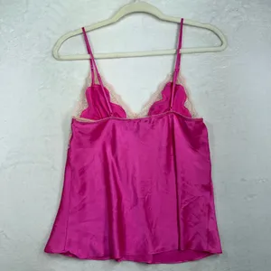 Victorias Secret M Babydoll Camisole Pink Lace Trim Satin Bow Y2K Coquette Silky thumbnail 4