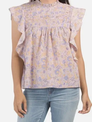 Anthropologie Love The Label Josepha Printed Smocked Top Women’s Medium thumbnail 1
