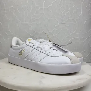Adidas VL Court 3.0 Skate Sneakers Size 7 White Gold Leather Casual Everyday NEW thumbnail 4