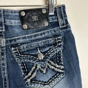Miss Me Women's Distressed Embellished Denim Shorts Blue Size 26 thumbnail 6