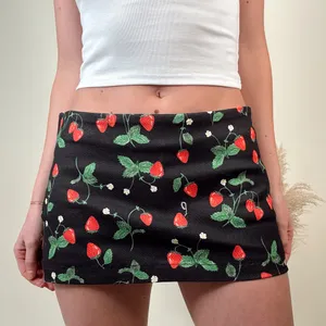 Stylish Black Mini Skirt with Strawberry‎ Design thumbnail 1
