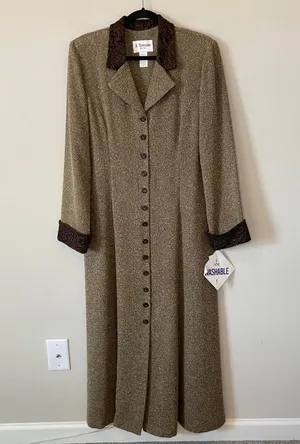 J. Taylor New York Brown Long Duster Coat Size 14 NWT Vintage Overcoat Victorian thumbnail 1