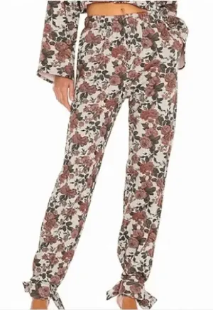 Lovers and Friends Tie Ankle Sweatpant in Red Victorian Floral size Medium‎ thumbnail 1