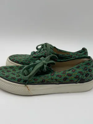 Esprit Vtg 90s Canvas Low Top Sneakers Green w/paisley AOP Print Women’s Sz 6 thumbnail 2