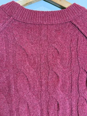 Aerie unREAL Cable Knit Sweater Pullover Women's Small Red Chunky Knit Soft Cozy thumbnail 9