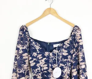 NWT Petal & Pup Navy Floral Mini Dress Size Small Long Sleeve Aline Ruffle thumbnail 4