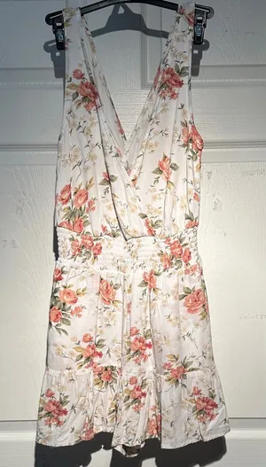 American Eagle Outfitters Floral V-Neck Jumpsuit Romper thumbnail 1