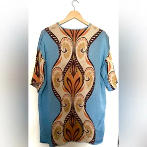 Zara Jacquard Kenia Mini Tunic Dress Womens Blue‎ and Orange Patterned Sz Large thumbnail 4