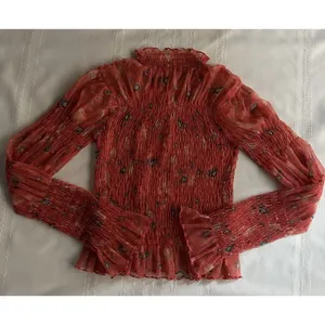 Free People Hello There Floral Sheer Mesh Mock Neck Bell Sleeve Blouse Sz S EUC thumbnail 9