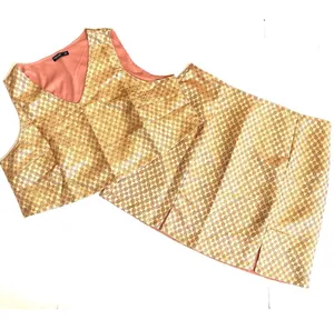 SHEIN Curve two piece metallic gold & pink 2 piece skirt & top set Sz 2X thumbnail 1