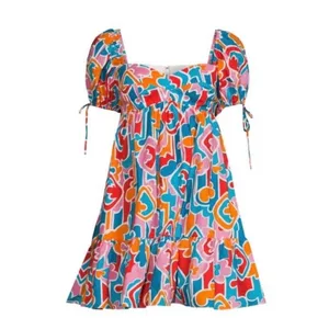 NWT Amanda Uprichard‎ Sicily Babydoll Mini Dress Miami Print Size Medium thumbnail 5