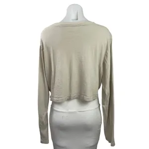 Set Active Women's Beige Long Sleeve Boxy Yoga Workout Athletic Crop Top Size M thumbnail 3