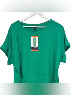Chaps NWT Crewneck Knit Dress Green Short Sleeve Size XXL Womens thumbnail 3