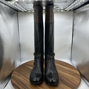 Michael Kors Preston‎ Two Tone Leather Riding Boots Black Brown Women's 5.5M thumbnail 4