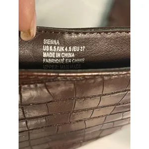 Wmens Size 6.5 Brown Faux Leather Tall Riding Flat Croc Embossed‎ Bin2 thumbnail 4