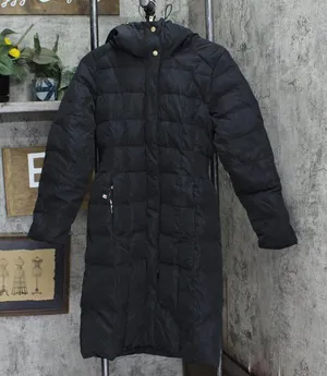 Cole Haan Womens Dramatic Hood Down Alternative Outerwear Coat Deep Black S thumbnail 1