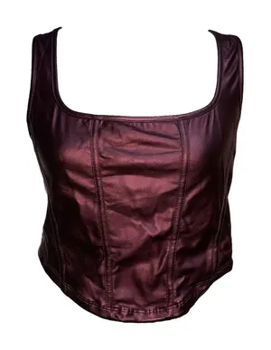SHEIN Pleather Corset Top Tank Burgundy Metallic Brick Red Large thumbnail 1