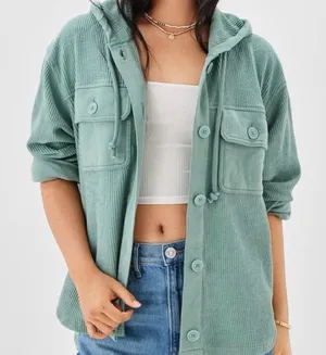 American Eagle Oversized Shacket Women Large Green Gorpcore Coastal Boho Earthy thumbnail 1