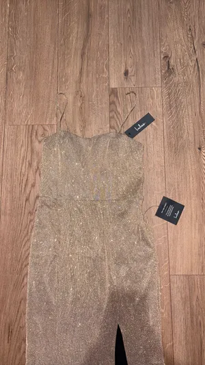 Lulu’s Searching for you gold metallic glitter maxi dress thumbnail 5
