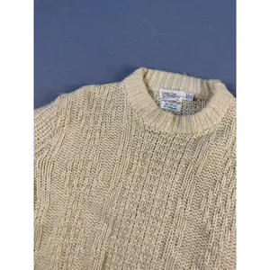 Vintage Career Club Sportswear Cream Wool Blend Chunky Knit Sweater XL USA Made thumbnail 2
