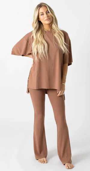 White Fox Foxy Kind All Weekend Long Pant Set Camel thumbnail 1