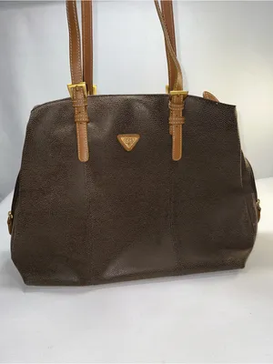 Vtg Jump Boyt Brown Pebbled Faux Leather Tote Purse Shoulder Bag Map Print⁠ thumbnail 2
