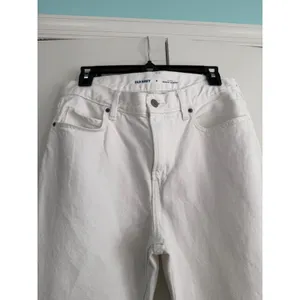 Old‎ Navy High-Rise Slouchy Straight Jeans White Cotton Denim Size 8 thumbnail 2