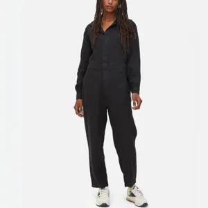 $248‎ Mate the Label 100% Organic Linen Black Long Sleeve Jumpsuit Small Natural thumbnail 2
