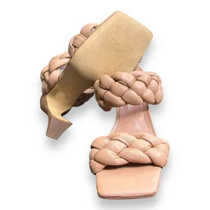 Marc Fisher Womens Hammy Heeled‎ Sandal 5.5M Leather Chunky Woven Straps Tan thumbnail 7