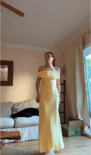 Satin Yellow Dress thumbnail 6