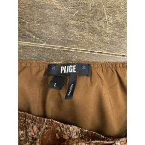 Paige Women's Brown Noah Floral Metallic Dress Size Large Silk Peasant Milkmaid thumbnail 2