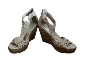 New Women’s Brash 4" Braided Platform Wedge Sandals Cream Size 5.5 thumbnail 1