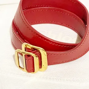 Chloé Medium Red Leather Gold Buckle Made‎ in Italy Bracelet Jewelry thumbnail 2